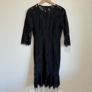 01. Lulu's Womens Medium Black Lace Midi Whimisgoth Elegant Classy Wedding Dress